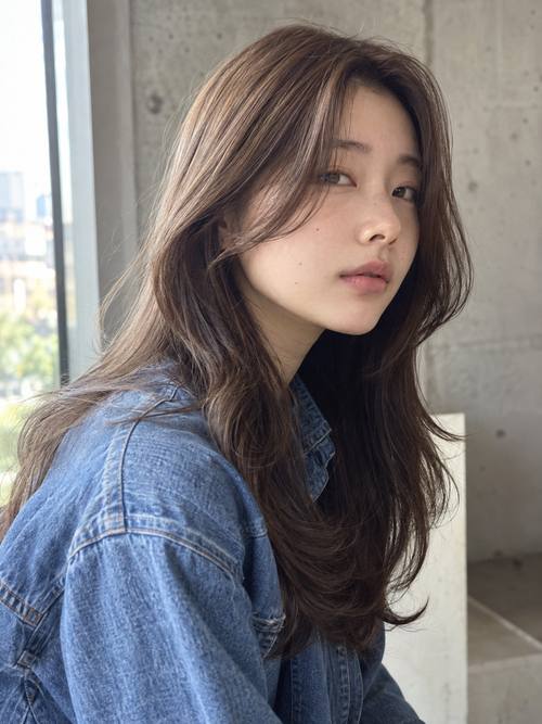 韓国風ヨシンモリロングのヘアスタイルイメージ