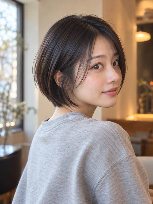 前下がりショートボブのヘアスタイルイメージ