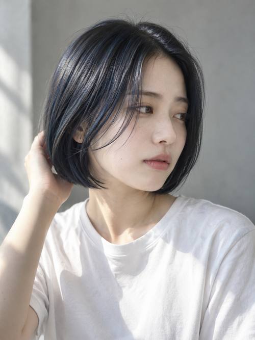 センターパートのボブのヘアスタイルイメージ