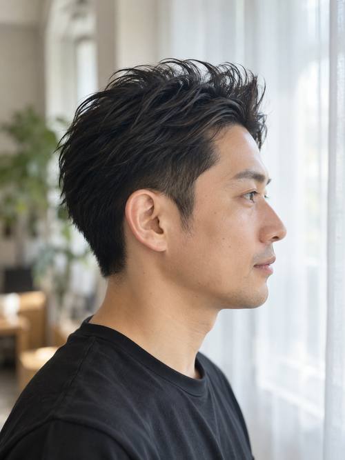 メンズ アップバングのヘアスタイルイメージ